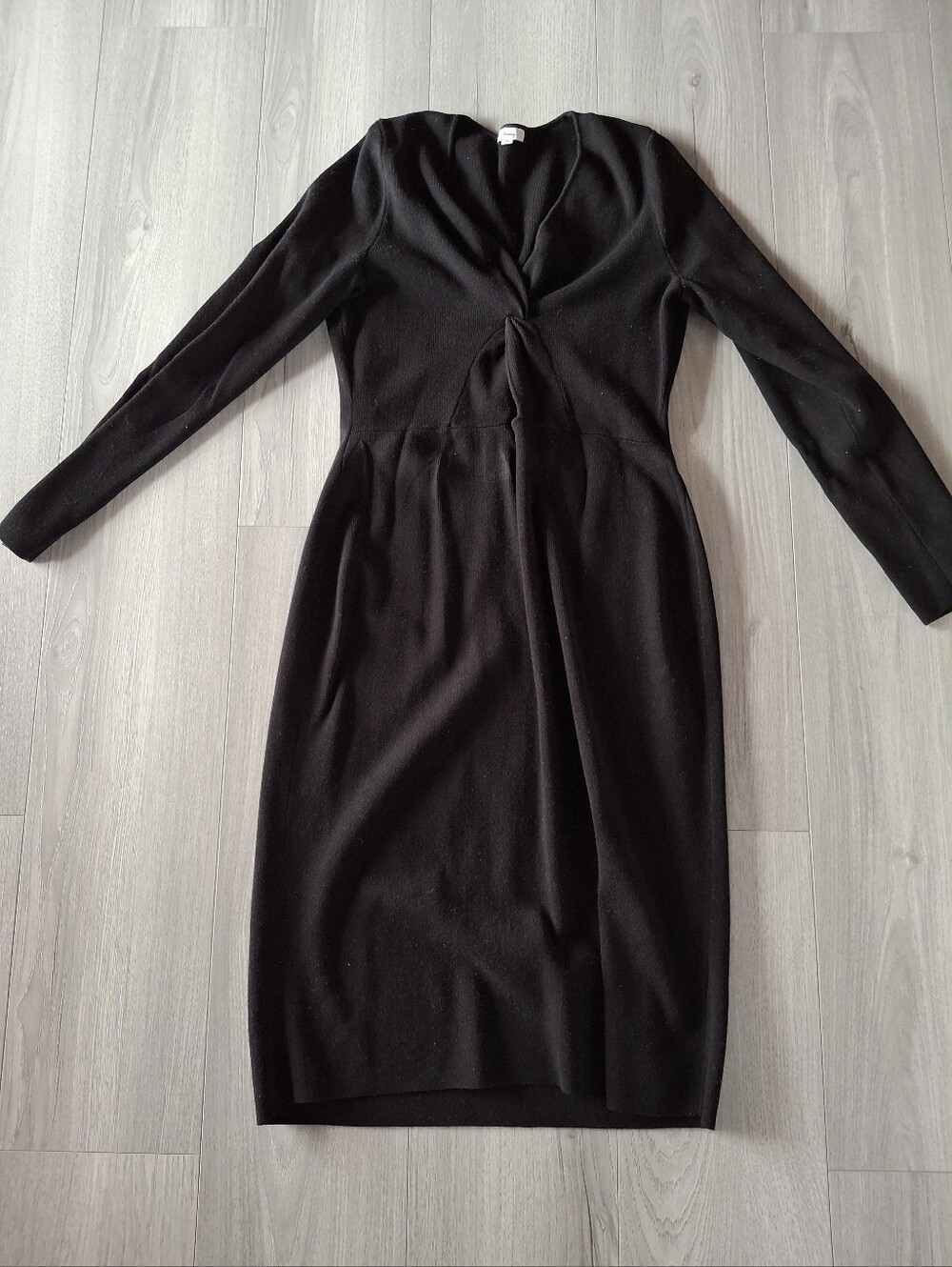 Reitmans Black Long-Sleeve Twist-Front Midi Dress